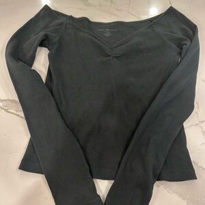 Brandy Melville Black Ribbed Long Sleeve Top